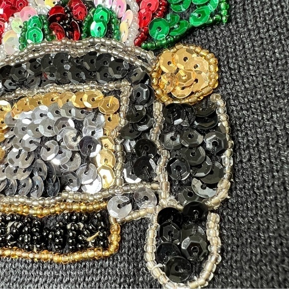 NWT TERAZZO Black Sleeveless Knit Sequins Santa Sweater Vest Women's Size S - Picture 11 of 14